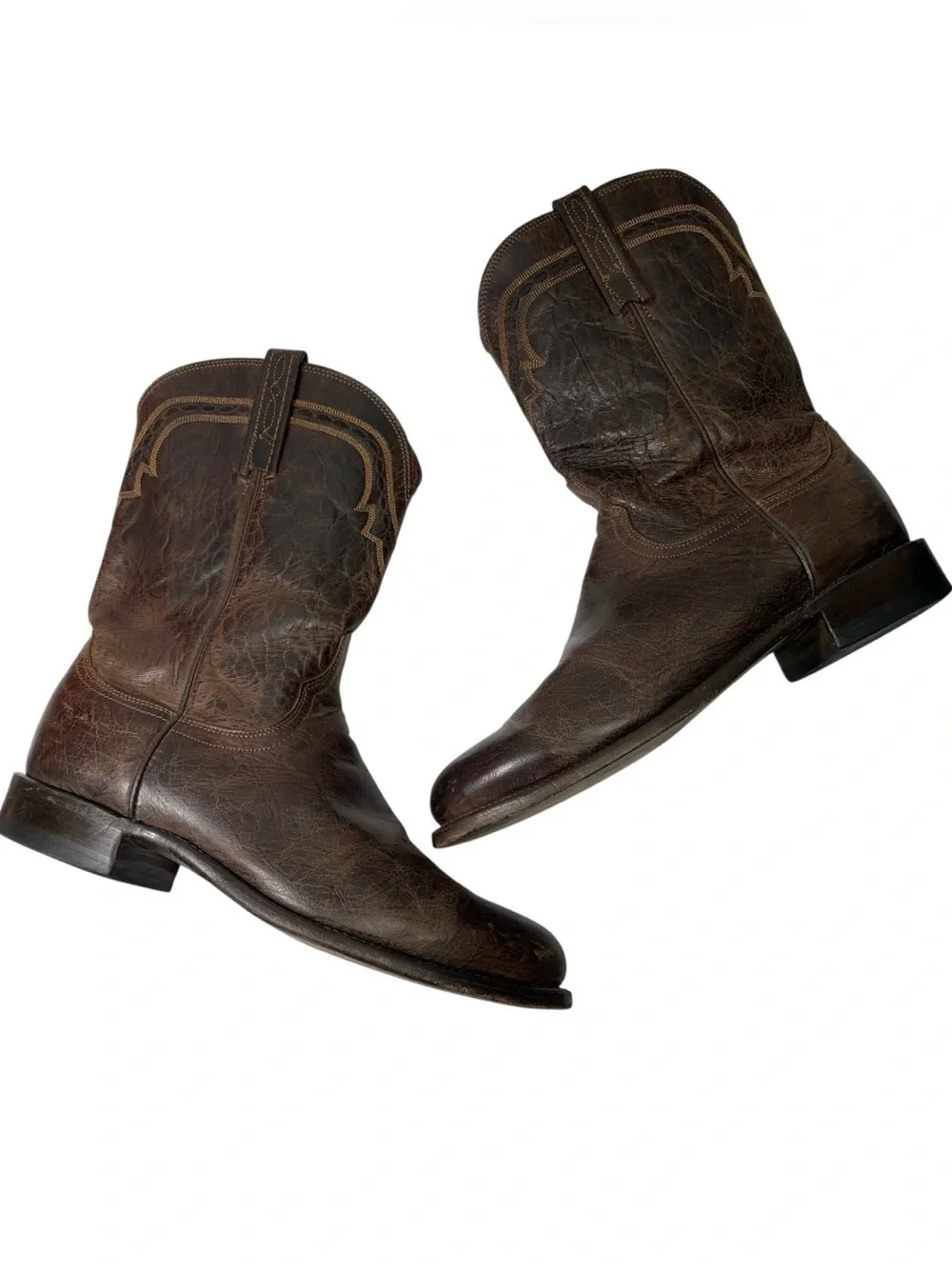 Lucchese T0122 Mad Goat Roper Dark Brown Leather Cowboy Boots Size 9.5 D - Picture 11 of 13